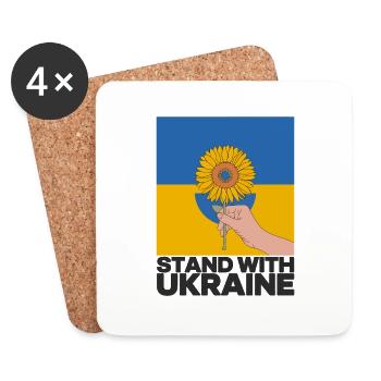 Stand With Ukraine Sunflower Art – Support Ukraine - Coasters (set of 4) - white - Front