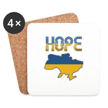 Hope for Ukraine – Patriotic Support Design - Coasters (set of 4) - white - Front