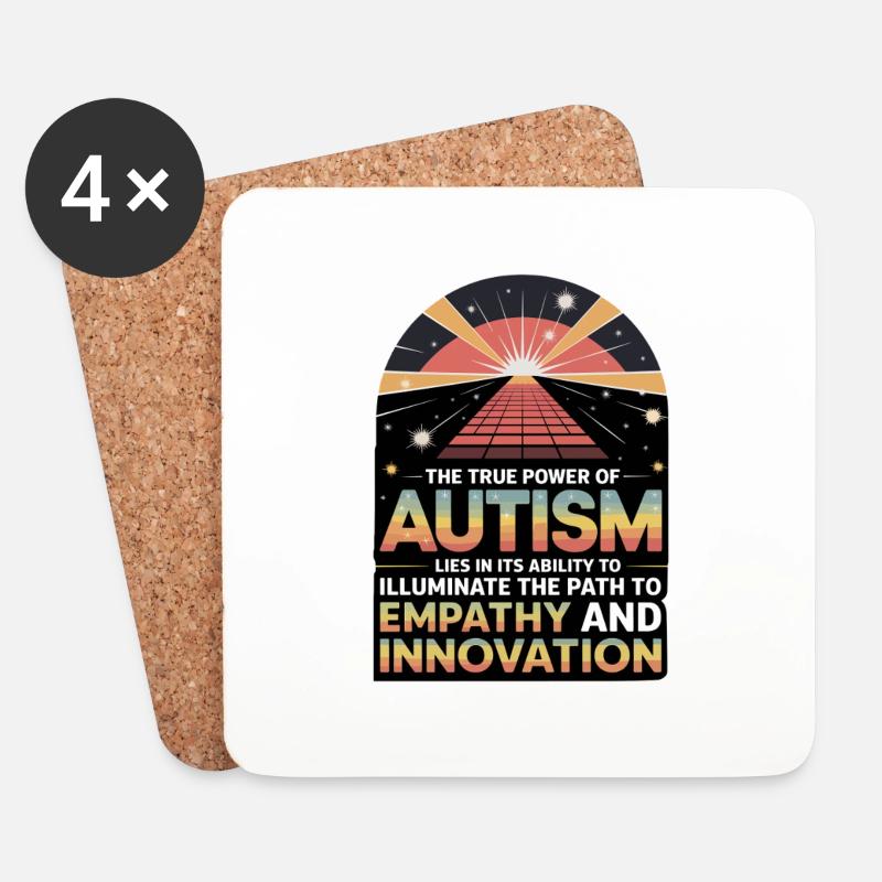 Die wahre Kraft von Autismus - Empathie & Innovation. - Untersetzer (4er-Set) - Weiß