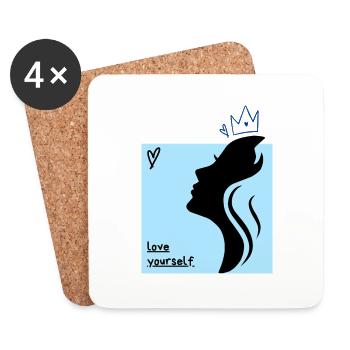 Love Yourself simple blue graphics - Coasters (set of 4) - white - Front