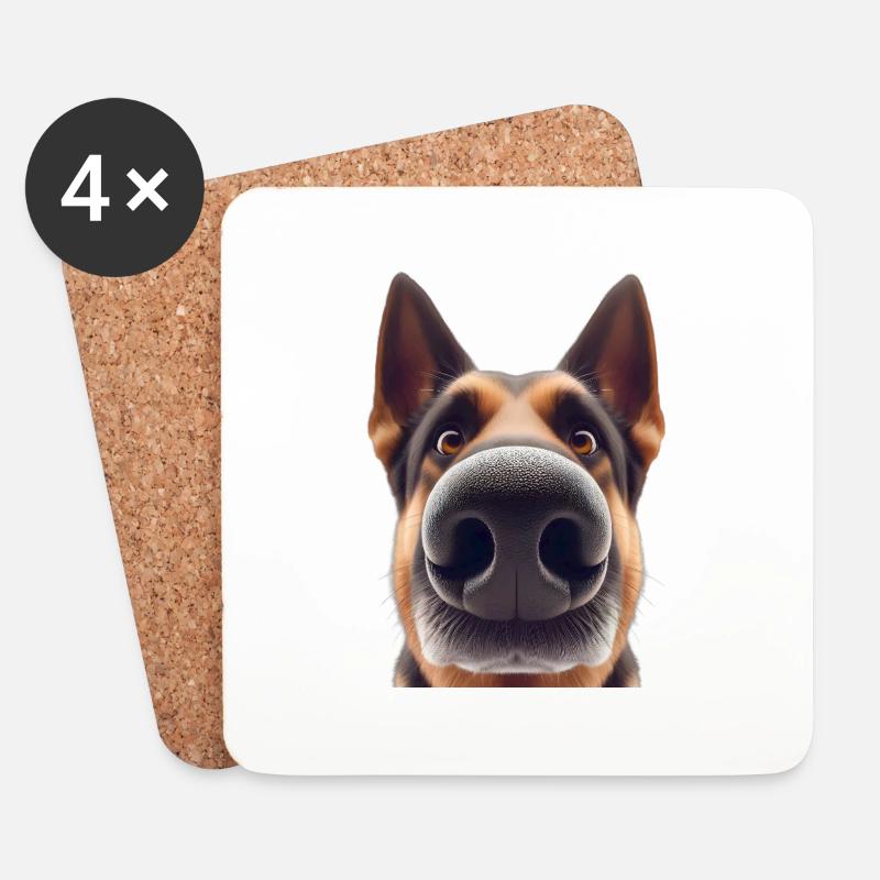 Hundekopf 9 Schäferhund - Untersetzer (4er-Set) - Weiß