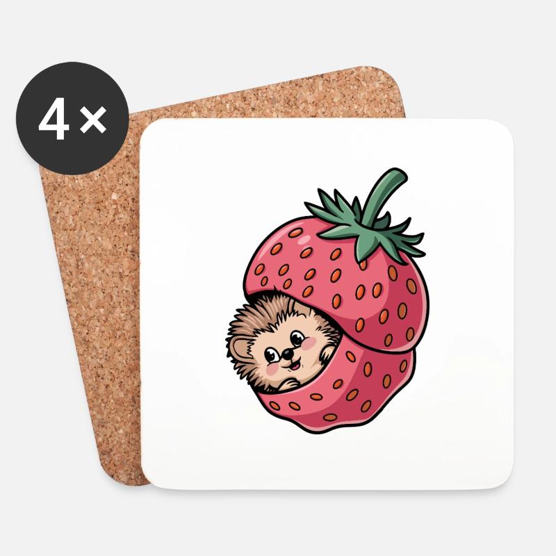 Niedlicher Igel in einer Erdbeere - Untersetzer (4er-Set) - Weiß