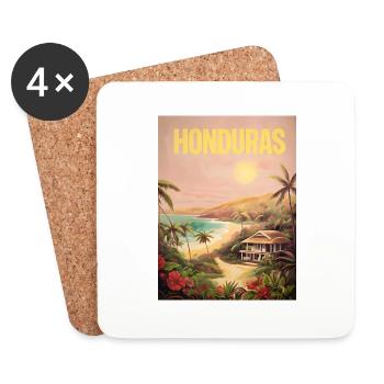 Cadeau de plage de la fierté du Honduras - Dessous de verre (lot de 4) - blanc - Devant