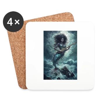 Cadeau de légende de la mythologie des sirènes - Dessous de verre (lot de 4) - blanc - Devant