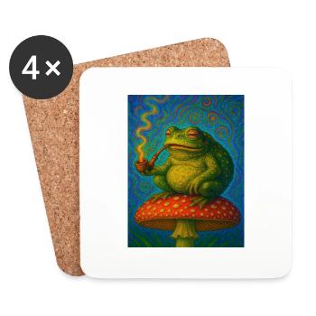 Crapaud fumant - Dessous de verre (lot de 4) - blanc - Devant