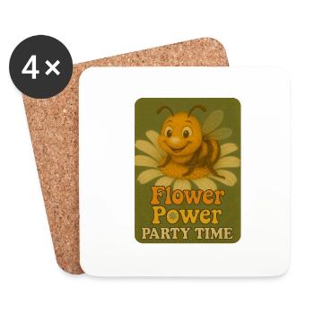 Fête des abeilles - Dessous de verre (lot de 4) - blanc - Devant