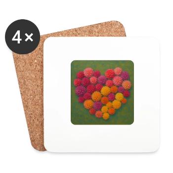 Herz aus Dahlien - Untersetzer (4er-Set) - Weiß - Vorne