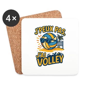 Je peux pas j'ai volley Volleyball Beach Volley - Dessous de verre (lot de 4) - blanc - Devant