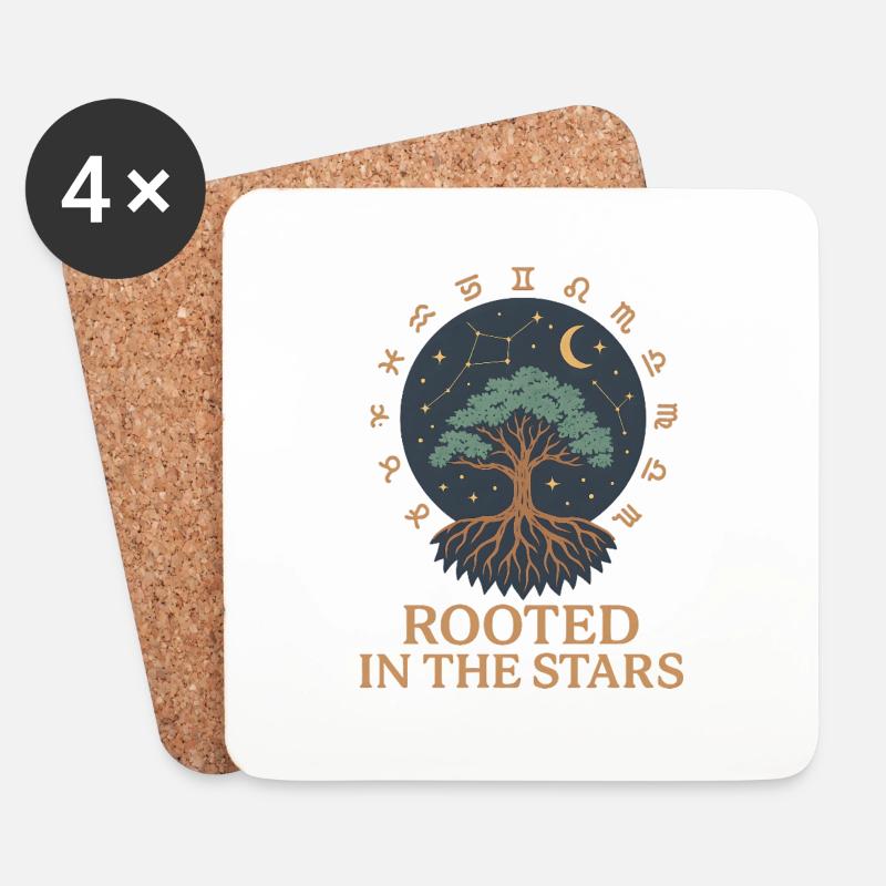 Rooted in the Stars - Untersetzer (4er-Set) - Weiß