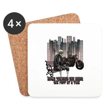 Der Skeleton Rider - Untersetzer (4er-Set) - Weiß - Vorne