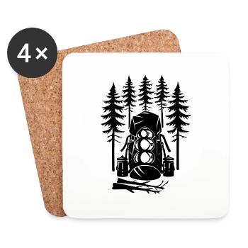 Camping - Dessous de verre (lot de 4) - blanc - Devant