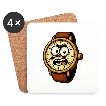 A comic wristwatch that looks sour - Coasters (set of 4) - white - Front