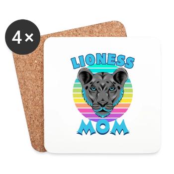 Lion Mère Fête des Mères Maman - Dessous de verre (lot de 4) - blanc - Devant