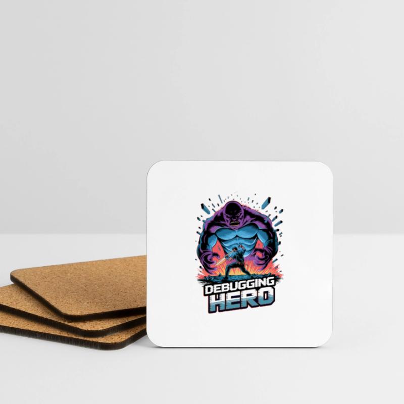 Debugging Hero – Epischer Kampf gegen Code-Monster Untersetzer (4er-Set)