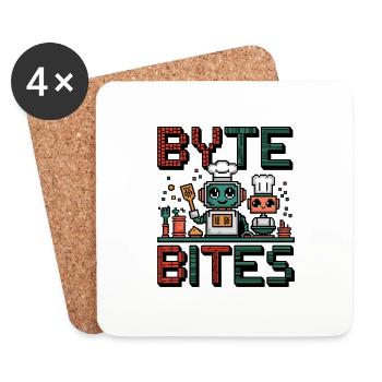 Byte Bites – Cute Pixel Robot Chefs Cooking Up Fun - Coasters (set of 4) - white - Front