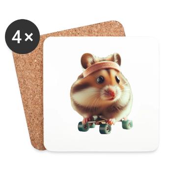 Athlete Skateboarding Hamster - Untersetzer (4er-Set) - Weiß - Vorne