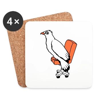 Bird Sitting Chair Desk Swivel Chair Working - Coasters (set of 4) - white - Front