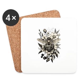Abeille Miel Apiculteur Cadeau - Dessous de verre (lot de 4) - blanc - Devant