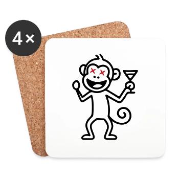 Fête de Singe Drôle - Dessous de verre (lot de 4) - blanc - Devant