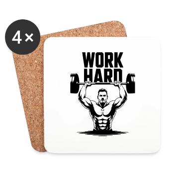 Hard Work - Fitness Motivation - Untersetzer (4er-Set) - Weiß - Vorne