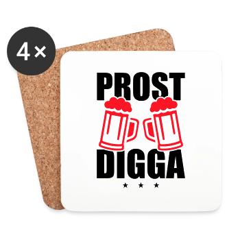 Prost Digga Bier - Untersetzer (4er-Set) - Weiß - Vorne