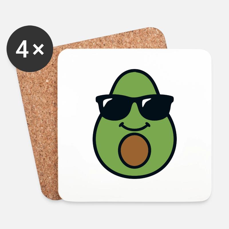 Avocado-Kopf - Untersetzer (4er-Set) - Weiß