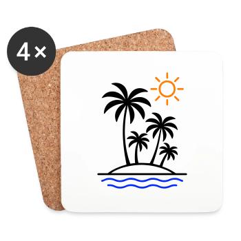 Palmiers d’été de l’île - Dessous de verre (lot de 4) - blanc - Devant