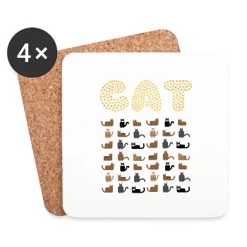 CAT - Coasters (set of 4) - white - Front