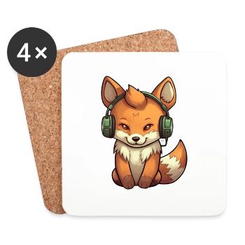 A cute fox playing video games - Coasters (set of 4) - white - Front
