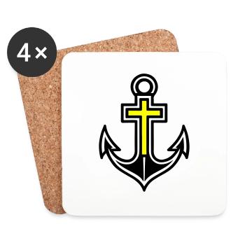 Anchor Cross Icon - Coasters (set of 4) - white - Front