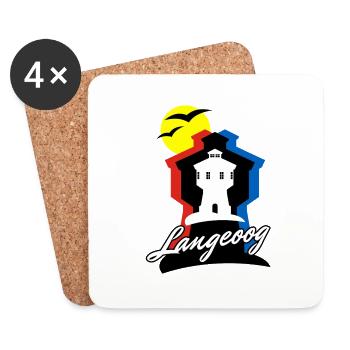 Langeoog Style mit Wasserturm - Untersetzer (4er-Set) - Weiß - Vorne