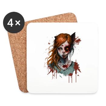 Zombie Fuchsfrau - Untersetzer (4er-Set) - Weiß - Vorne