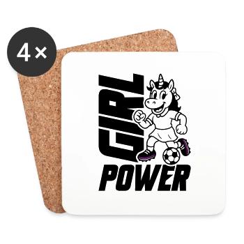 Soccer Unicorn Girl Power - Coasters (set of 4) - white - Front