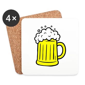 Verre à bière Beer Comic - Dessous de verre (lot de 4) - blanc - Devant