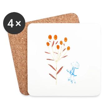 Neon Florals and Blue Jellyfish - Coasters (set of 4) - white - Front