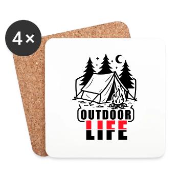 Zelt Outdoor - Untersetzer (4er-Set) - Weiß - Vorne