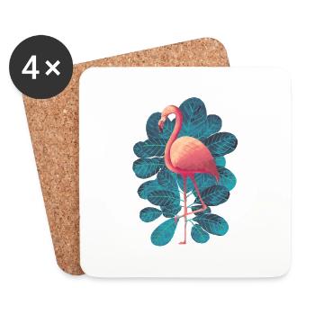 Flamant - Dessous de verre (lot de 4) - blanc - Devant