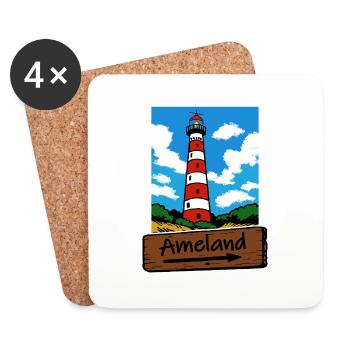 Vacances à Ameland Lighthouse - Dessous de verre (lot de 4) - blanc - Devant