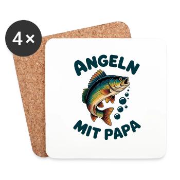 Angeln mit Papa mit springendem Barsch - Untersetzer (4er-Set) - Weiß - Vorne