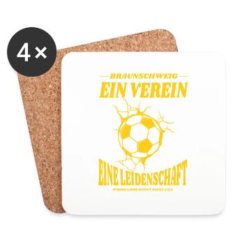 Braunschweig Fußball Spruch Geschenk - Untersetzer (4er-Set) - Weiß - Vorne