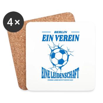 Berlin Fußball Spruch Geschenk - Untersetzer (4er-Set) - Weiß - Vorne
