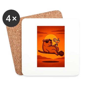Cadeau d’été Capybara d’Halloween - Dessous de verre (lot de 4) - blanc - Devant
