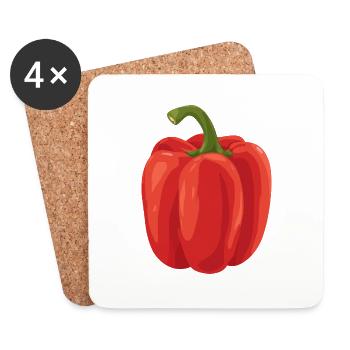 red bell pepper - Coasters (set of 4) - white - Front