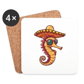 Seepferd Lustig Sombrero - Untersetzer (4er-Set) - Weiß - Vorne