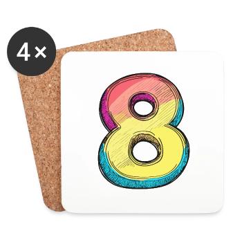 8 Number Comic - Coasters (set of 4) - white - Front