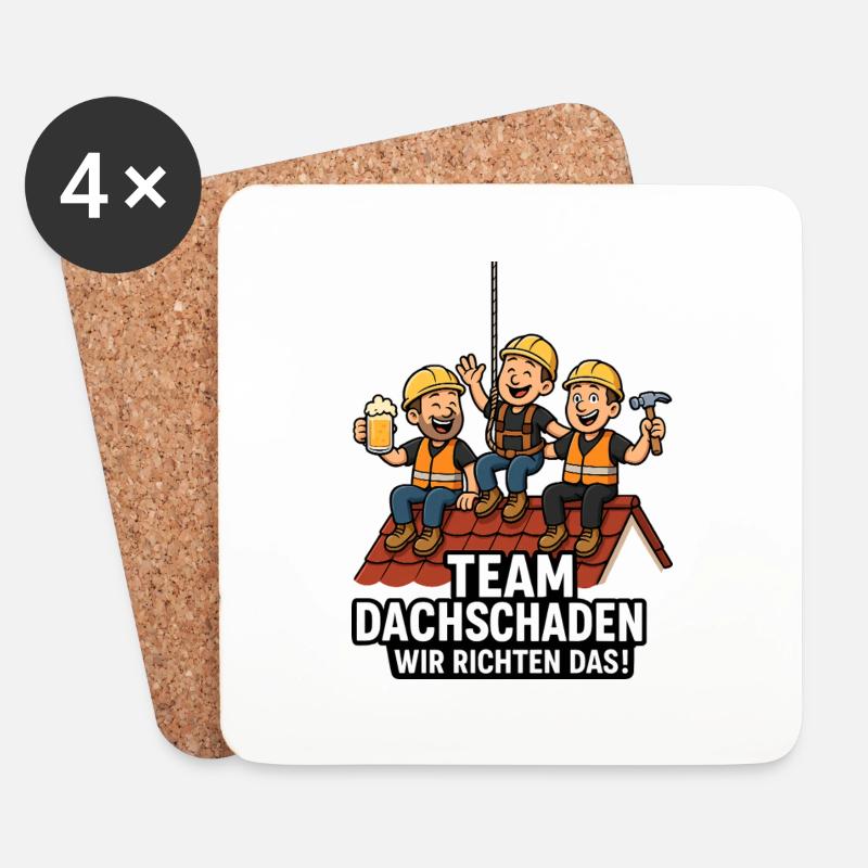 Team Dachschaden Dachdecker witzig - Untersetzer (4er-Set) - Weiß