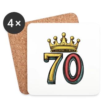 70 Zahl Krone - Untersetzer (4er-Set) - Weiß - Vorne