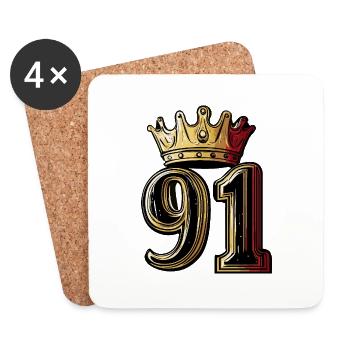 91 Zahl Krone - Untersetzer (4er-Set) - Weiß - Vorne