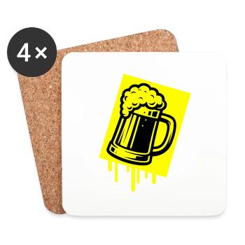 Chope à bière Icône de la bière - Dessous de verre (lot de 4) - blanc - Devant