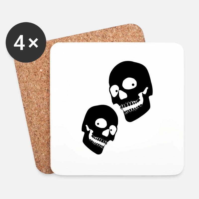2 skulls - Coasters (set of 4) - white